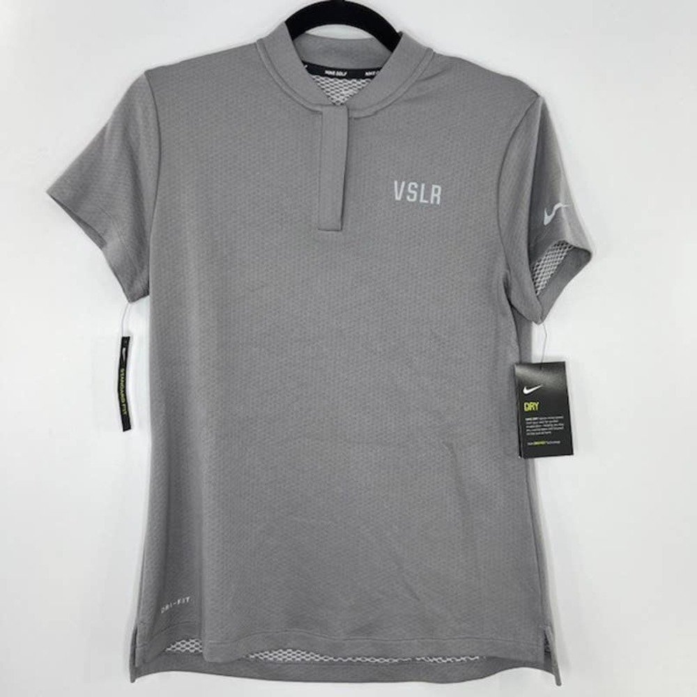 Nike Dry Golf Polo Shirt Short Sleeve Quarter Zip Gray Size Medium NWT